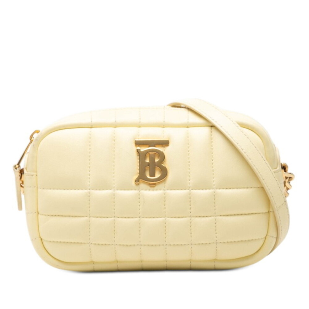 Burberry TB Logo Laura Camera Bag, Crossbody Shoulder Yellow Leather, Women's...